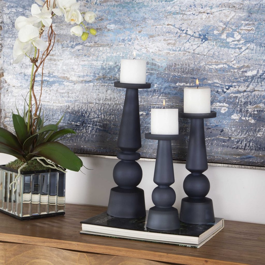 Candelabro Azul con vela