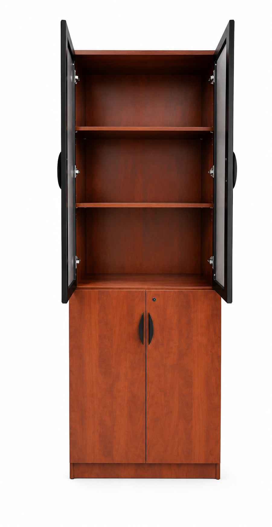 Gabinete Alto con Puertas de Vidrio y Madera