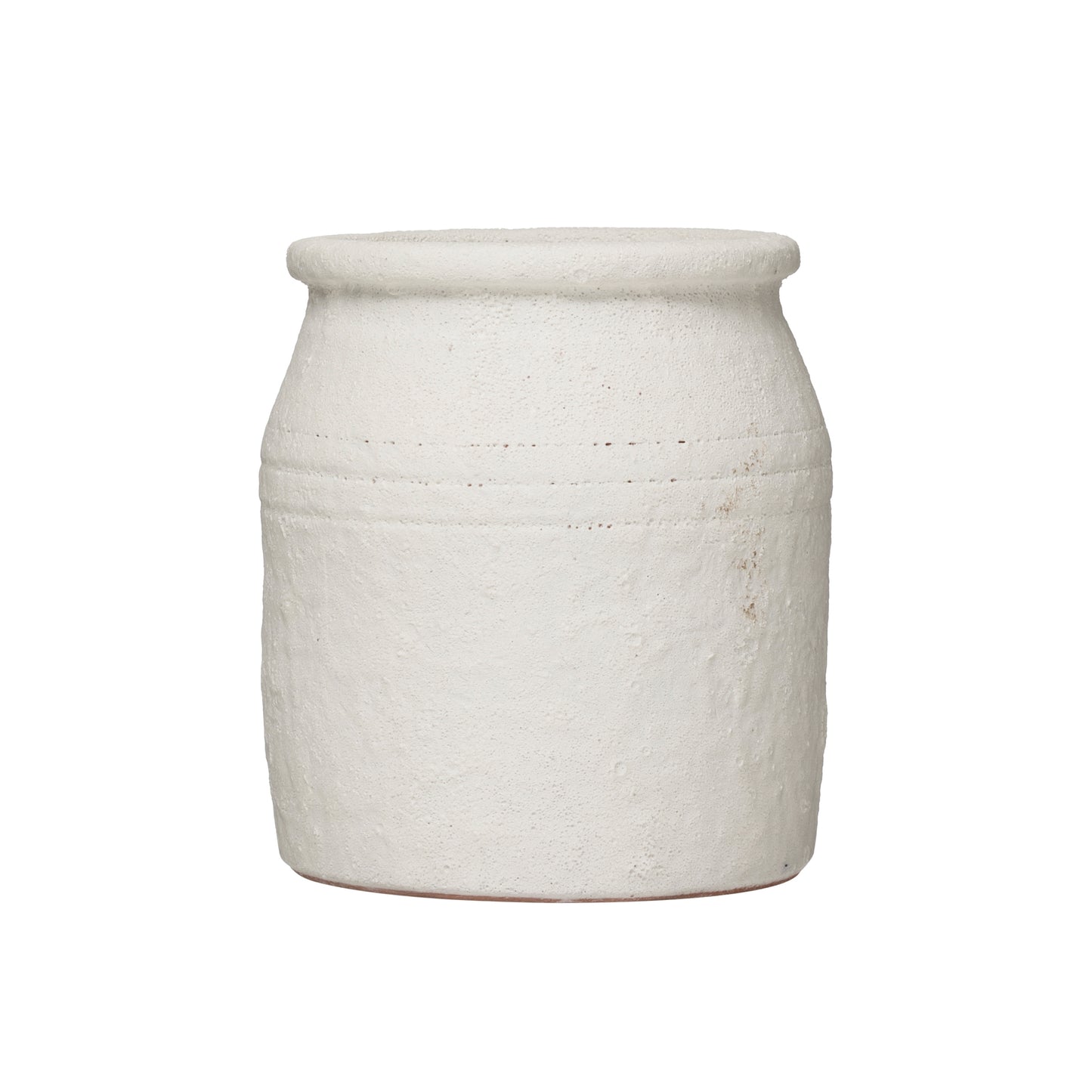 Jarrón Decorativo de Terracota. Color Blanco Envejecido