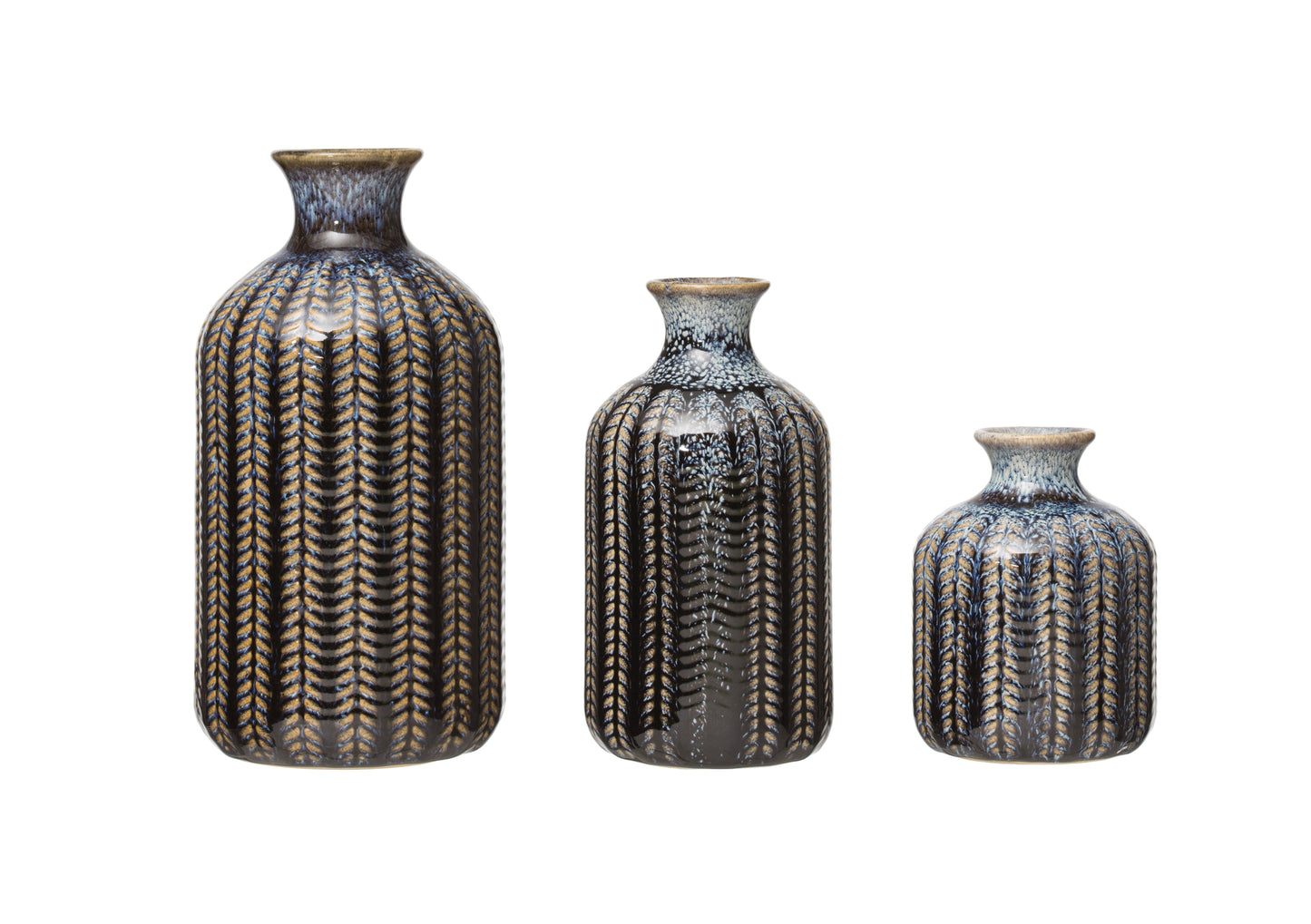 Set de 3 Jarrones de Gres – Tonos Azules