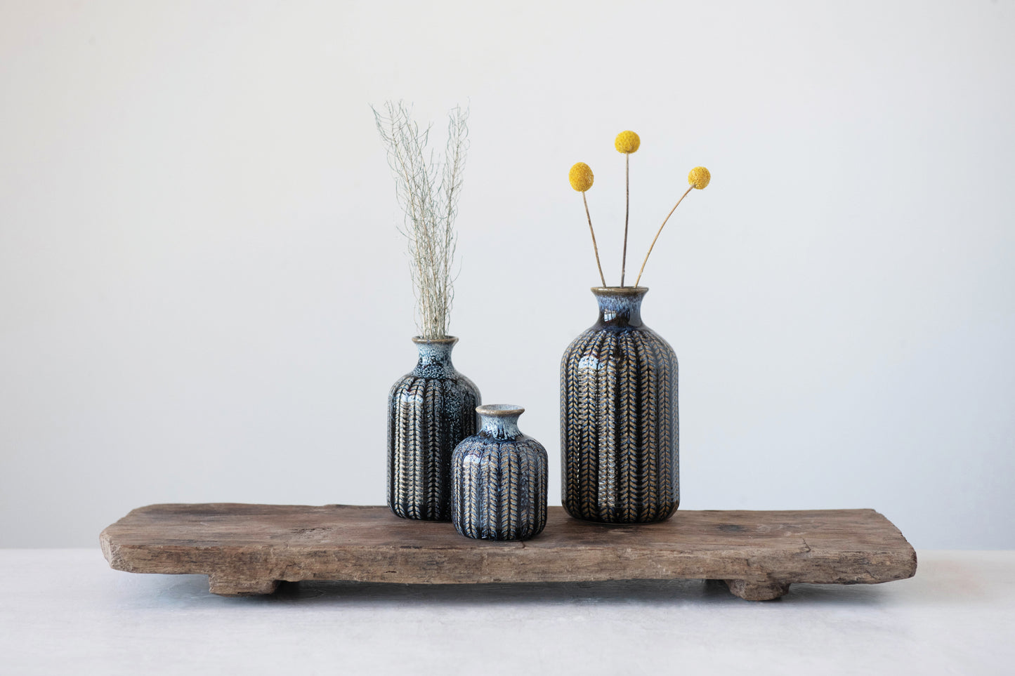 Set de 3 Jarrones de Gres – Tonos Azules