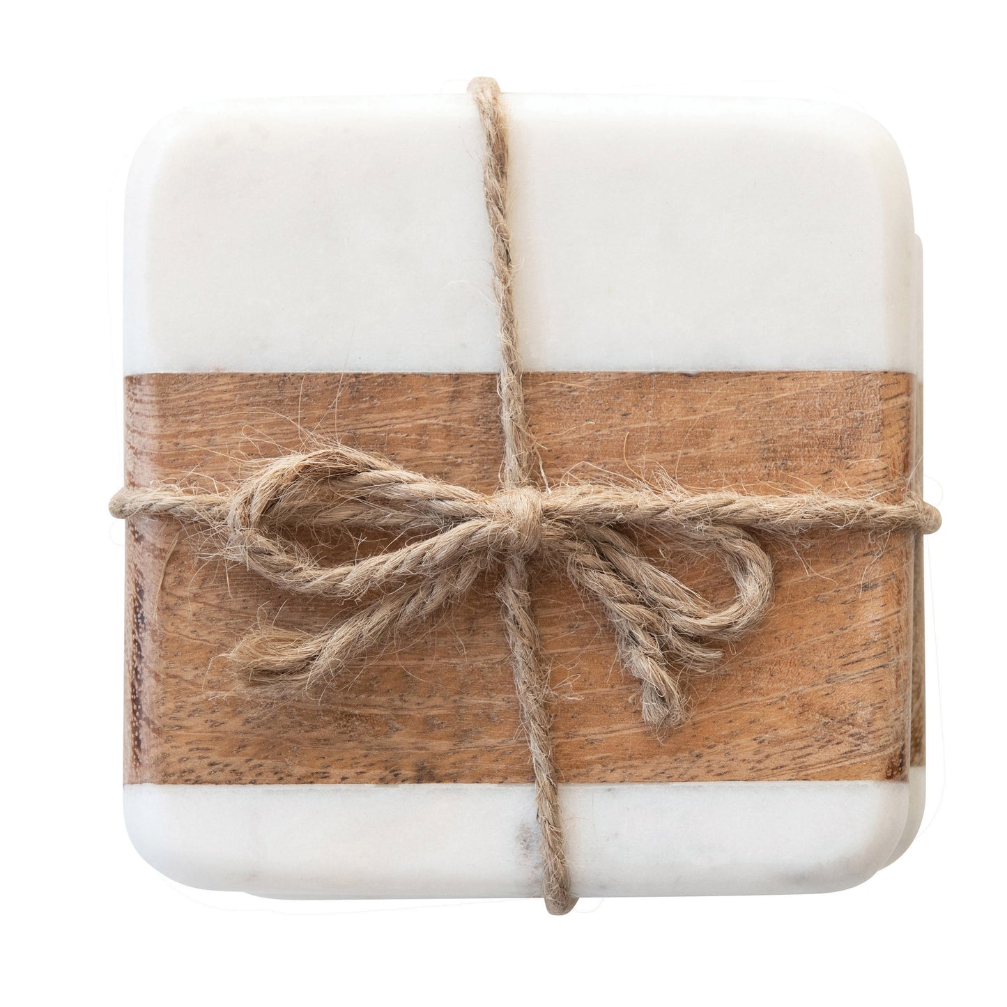Posavasos de Mármol y Madera de Acacia, Blanco