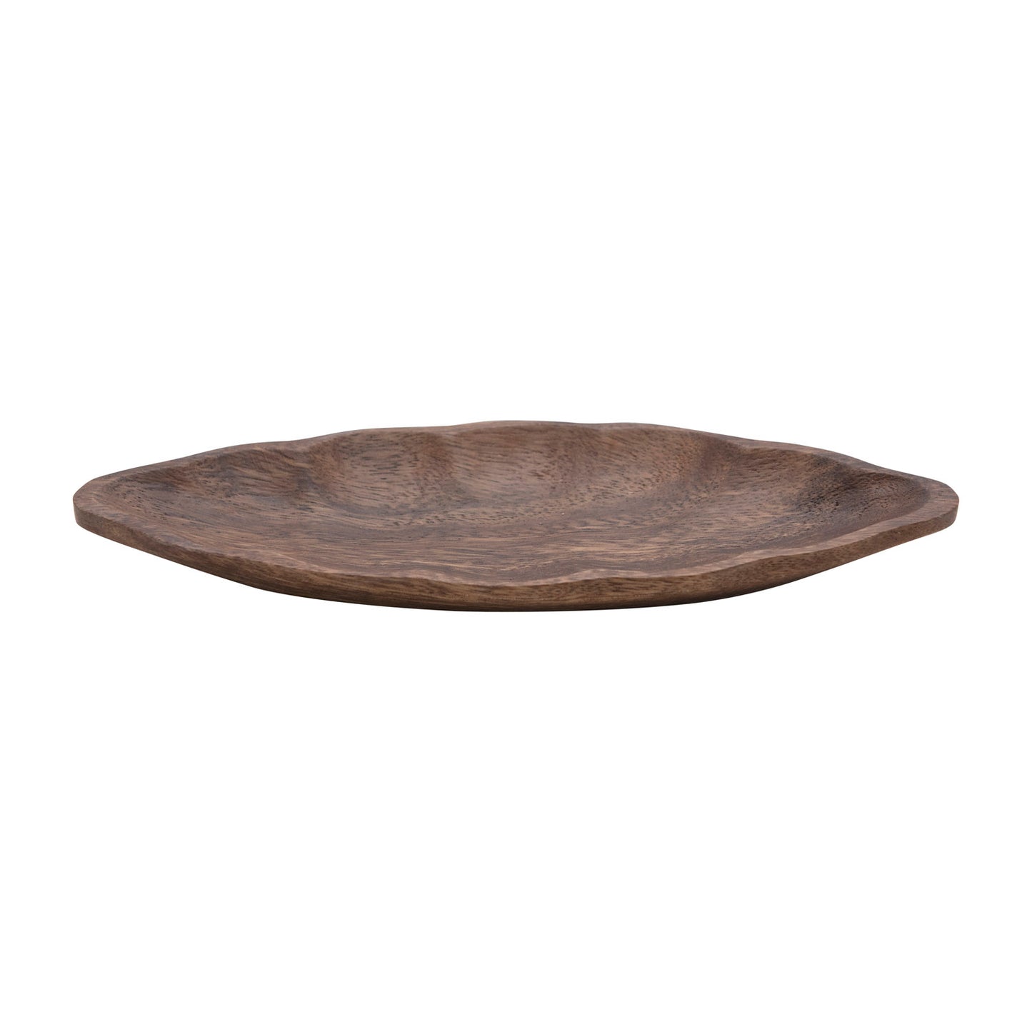 Plato hoja de madera de acacia tallada a mano