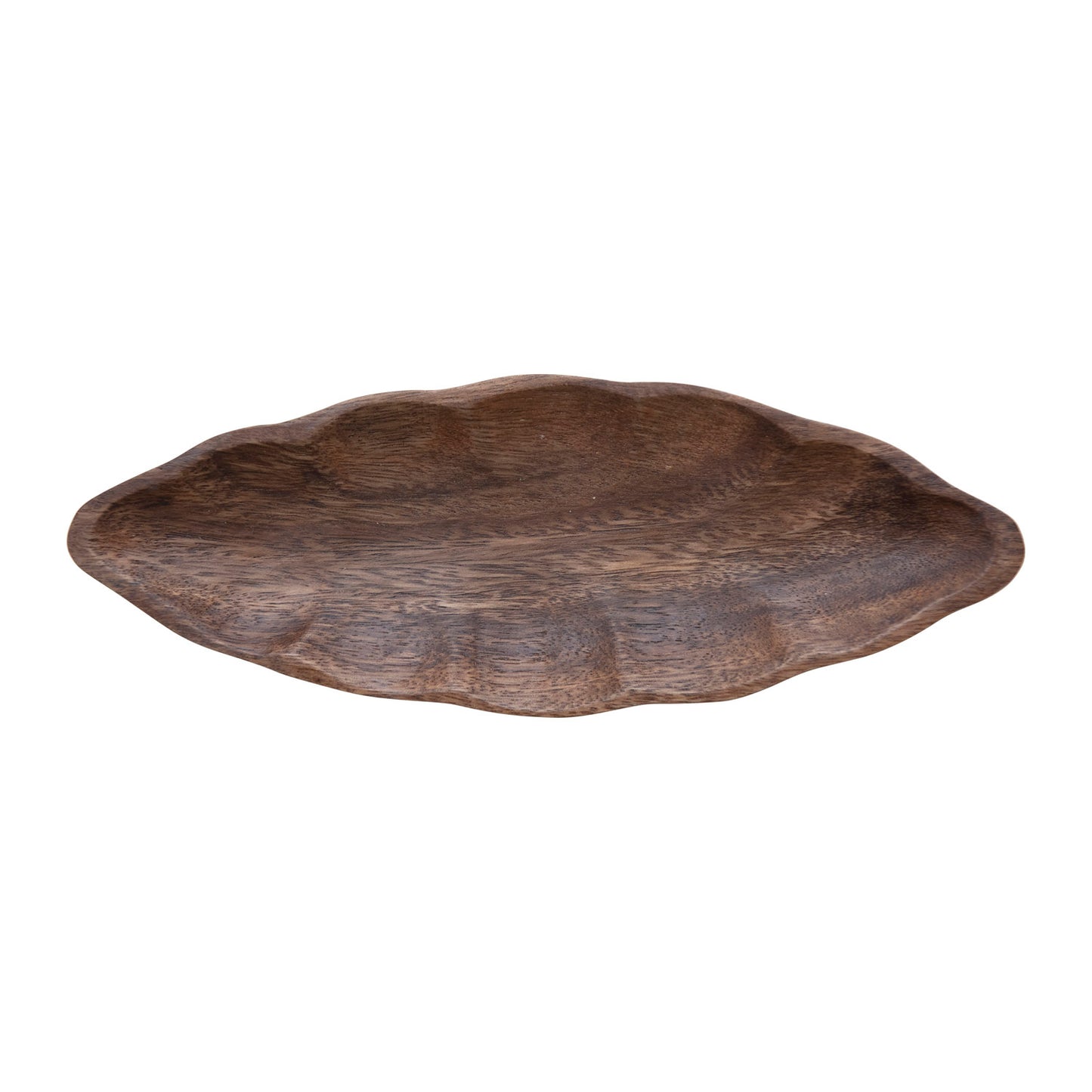 Plato hoja de madera de acacia tallada a mano