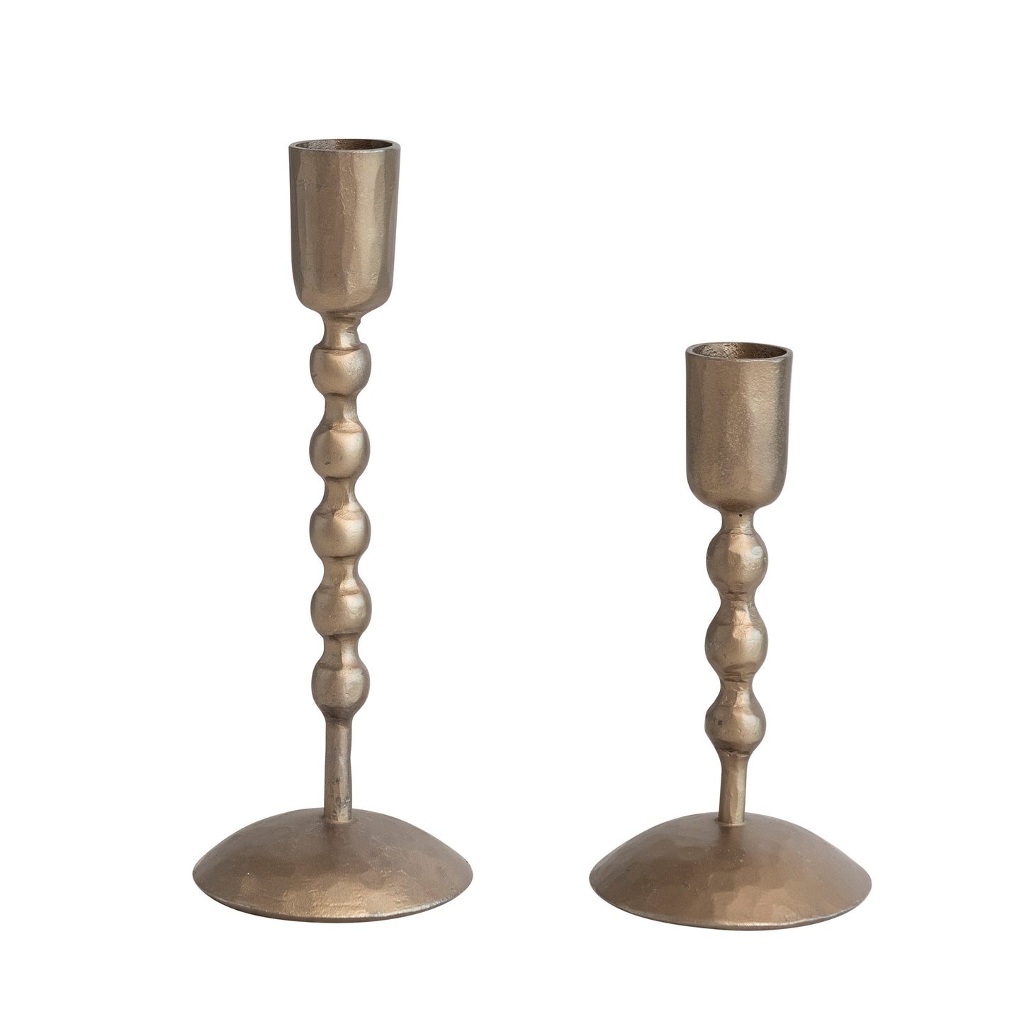 Set de 2 Candelabros de Hierro Forjado, Acabado Latón Antiguo