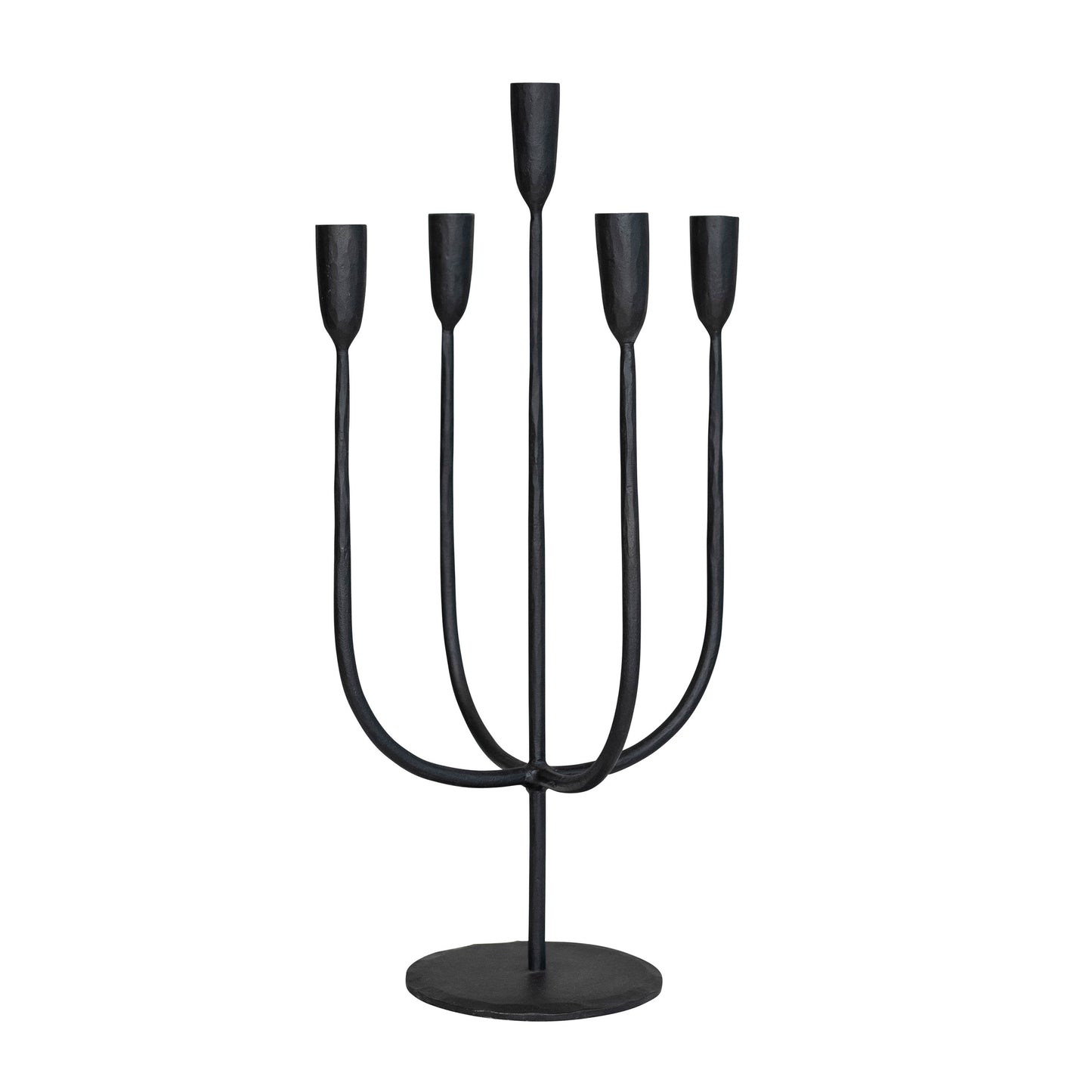 Candelabro de metal forjado a mano color negro