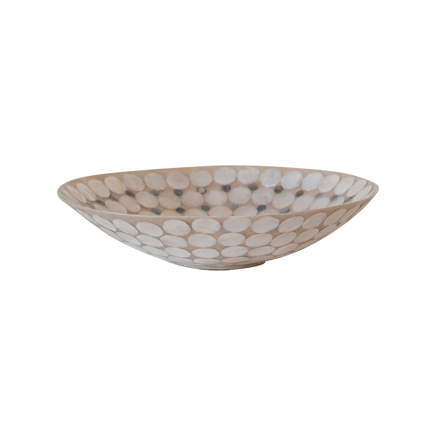 Bowl Decorativo de Resina y Capiz, Blanco y Natural