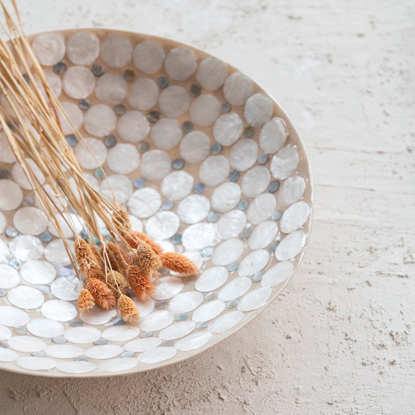 Bowl Decorativo de Resina. Color Blanco y Natural