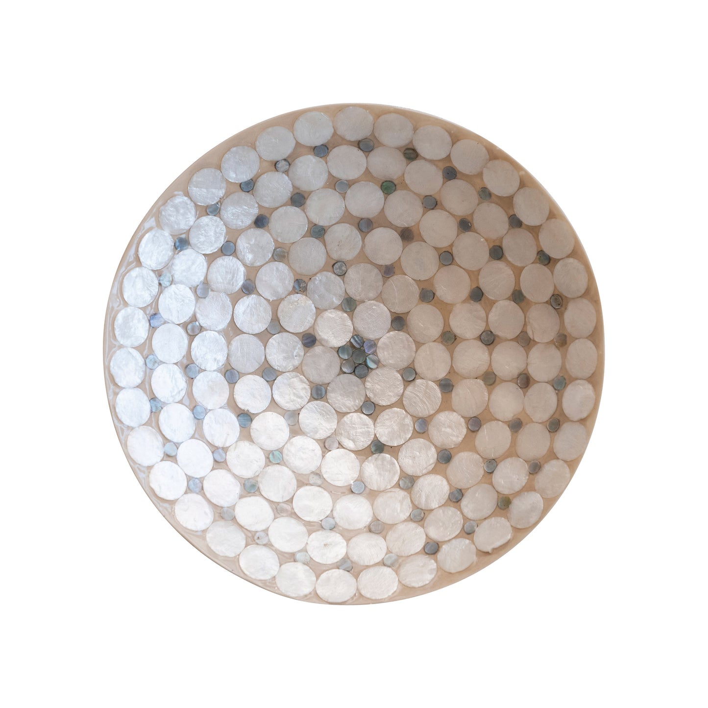 Bowl Decorativo de Resina y Capiz, Blanco y Natural