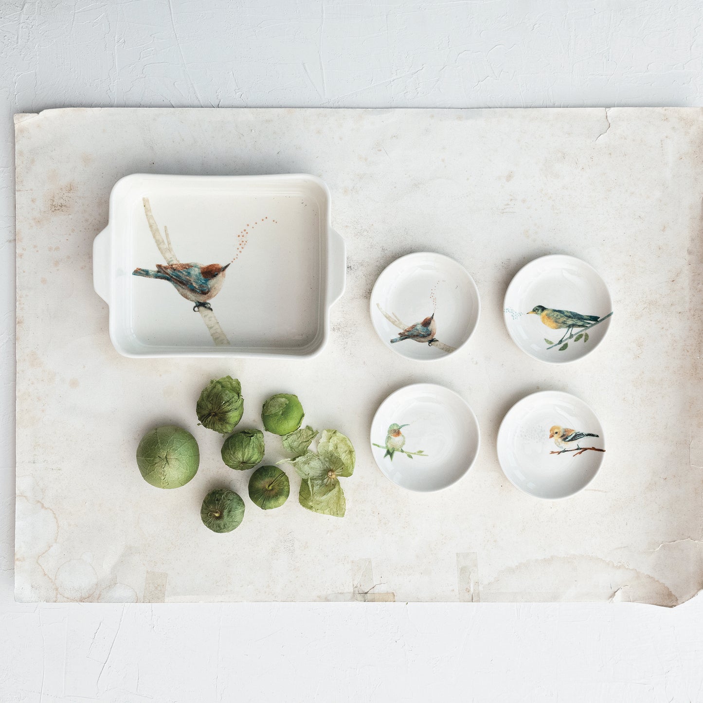 Set 4 Platos redondos con pajaritos