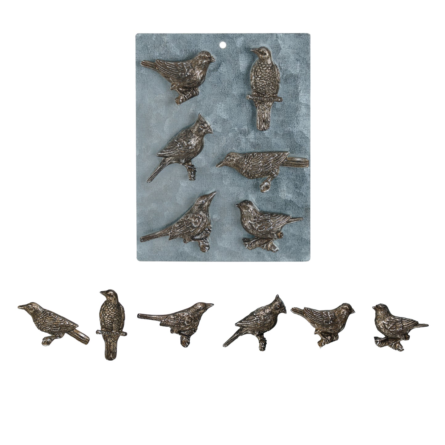 Set de 6 Imanes de Pájaro en Peltre