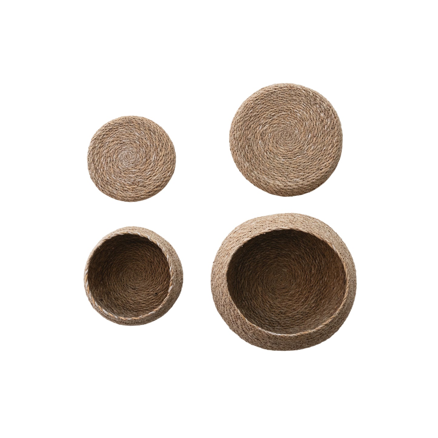 Set de canastas de fibra Marina natural Tejidas a Mano con Tapa