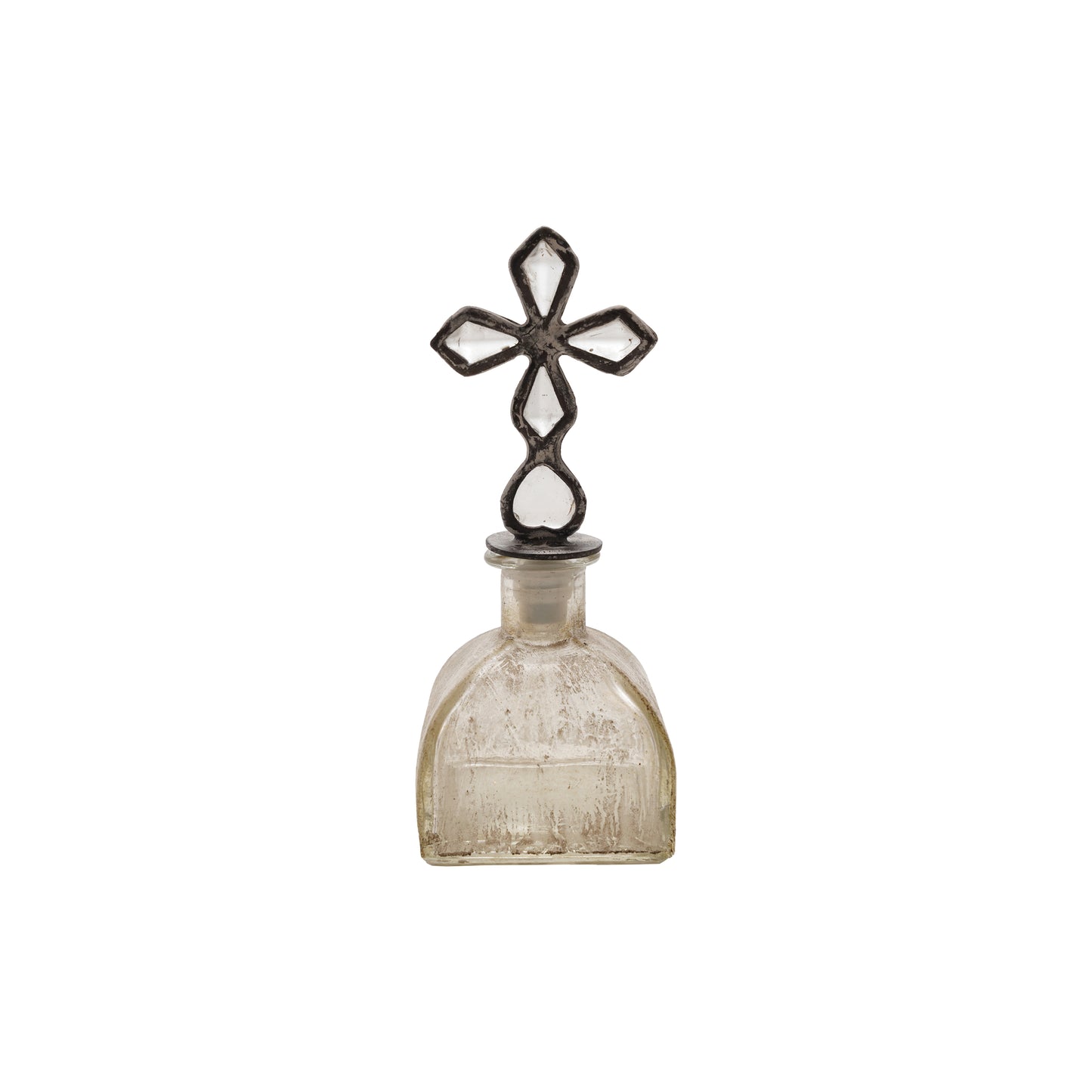 Botella Decorativa de Vidrio con Tapón de Aleación de Zinc – Acabado Desgastado