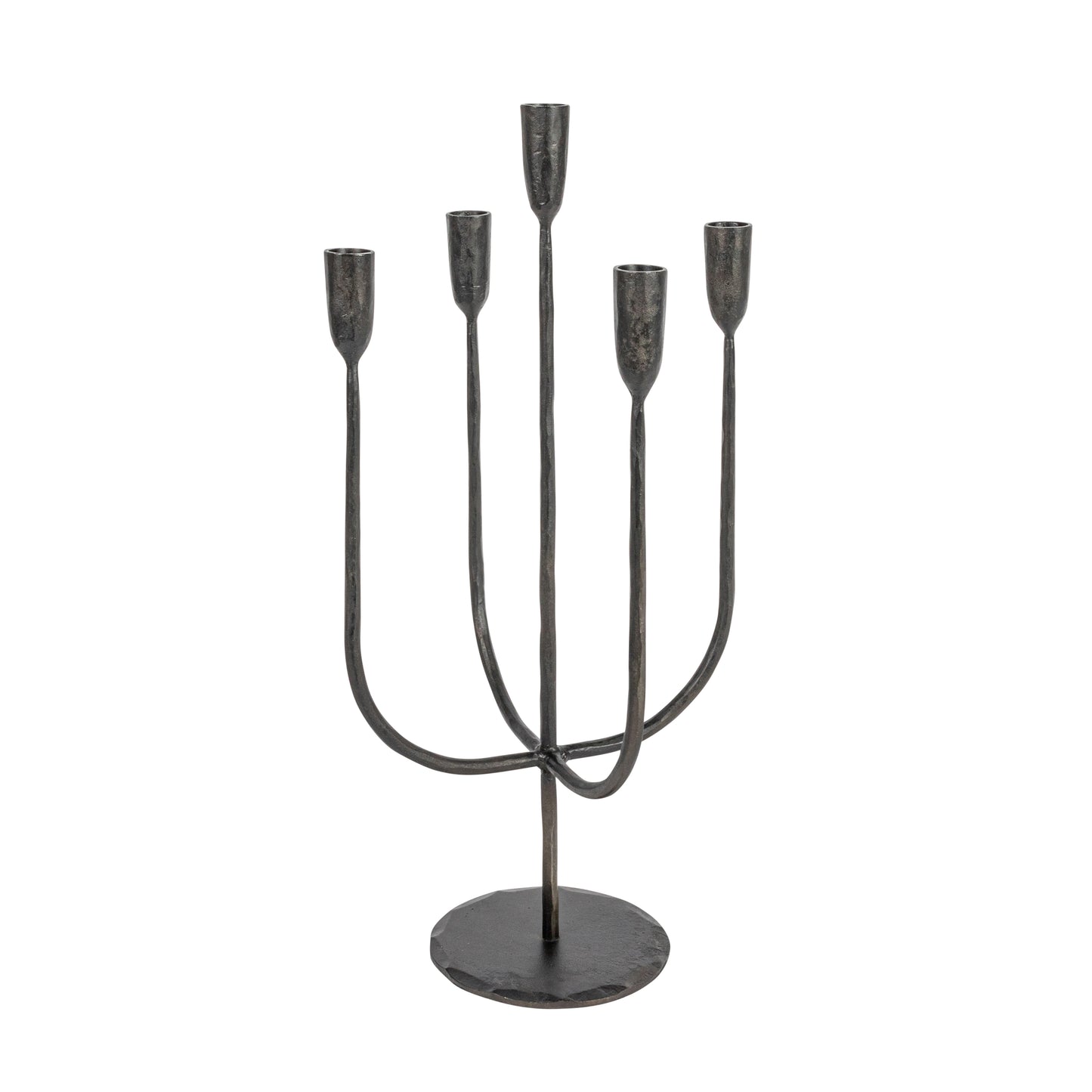 Candelabro de metal forjado a mano color negro