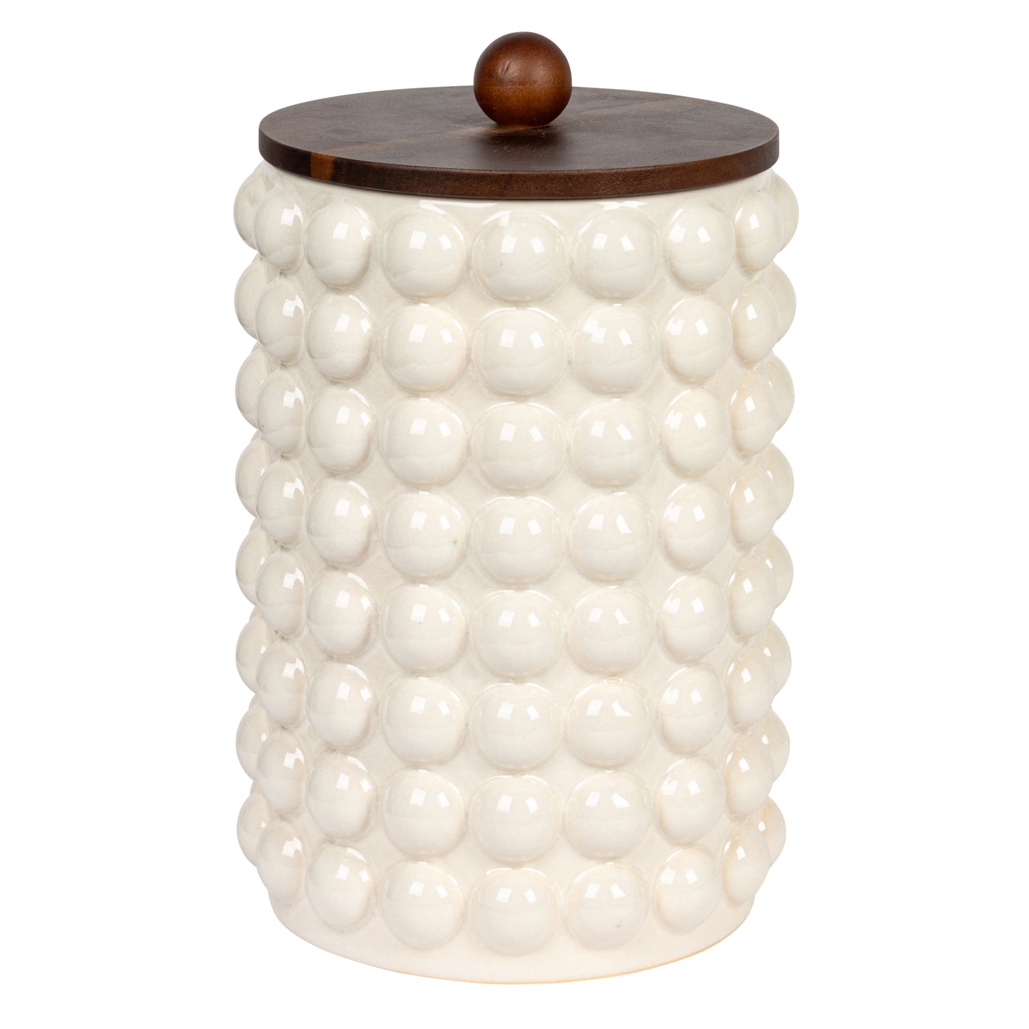 Contenedor de Gres con tapa de Madera de Acacia