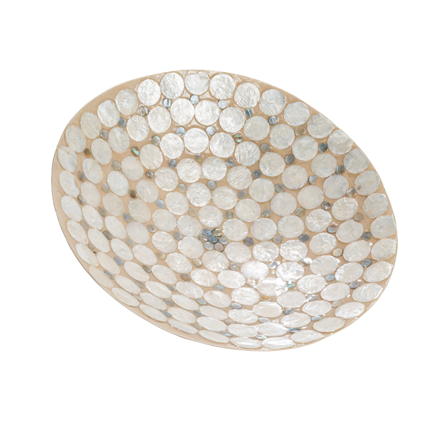 Bowl Decorativo de Resina y Capiz, Blanco y Natural