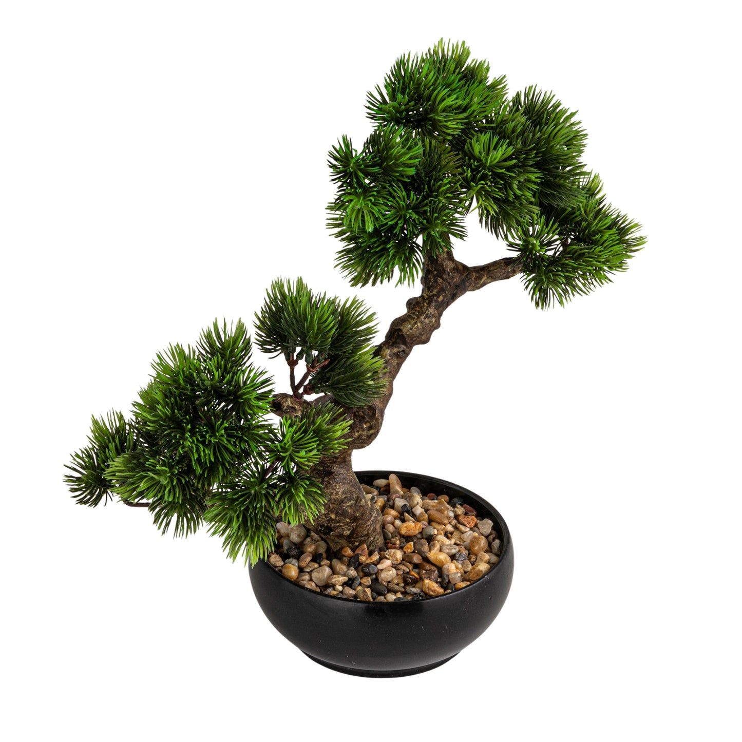 Árbol Bonsái Artificial en Maceta de Cerámica con Piedras