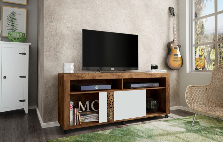 Rack Hasta 60 pulgadas Joy Jatoba Blanco