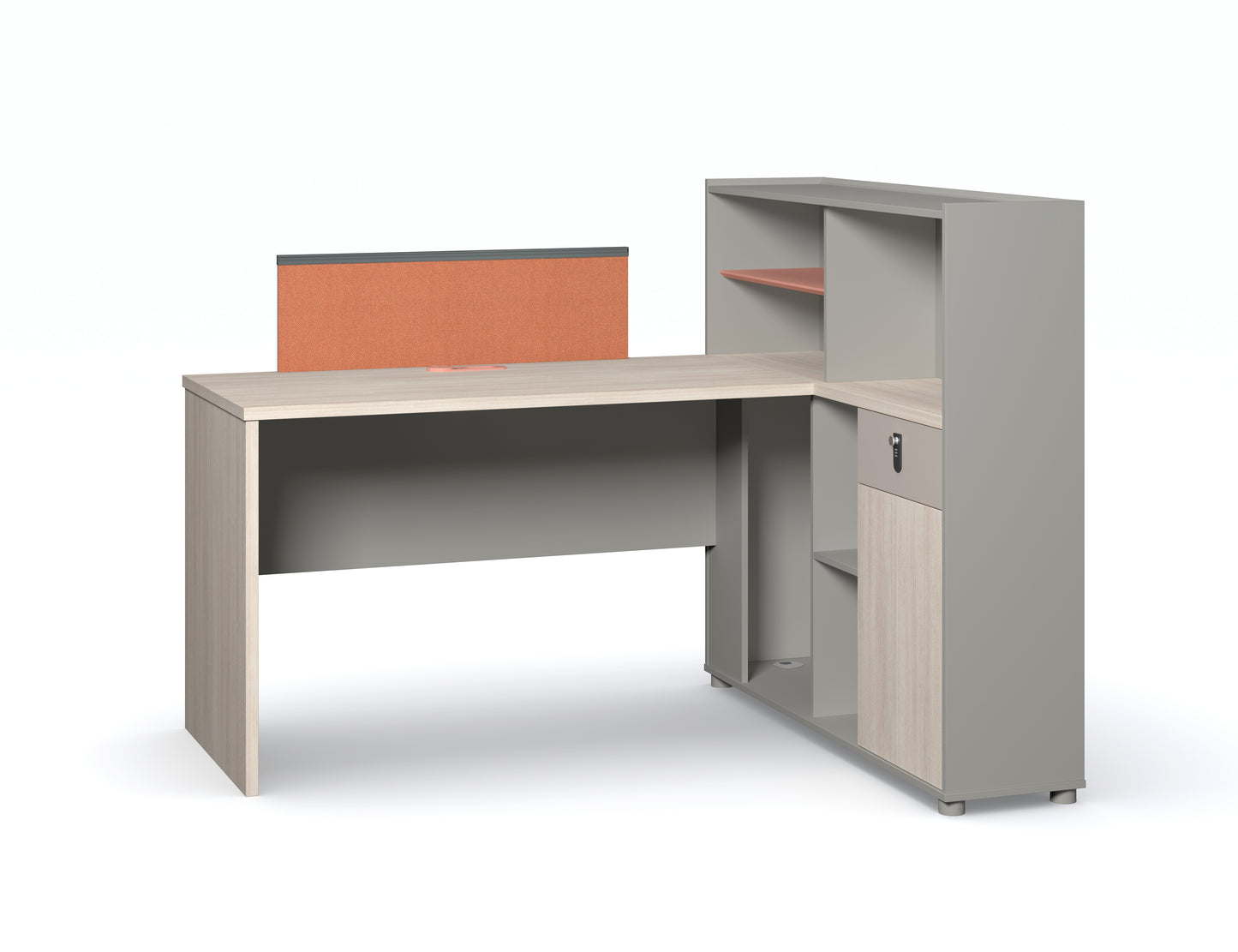 Estación de Trabajo con Estantería - Color Café