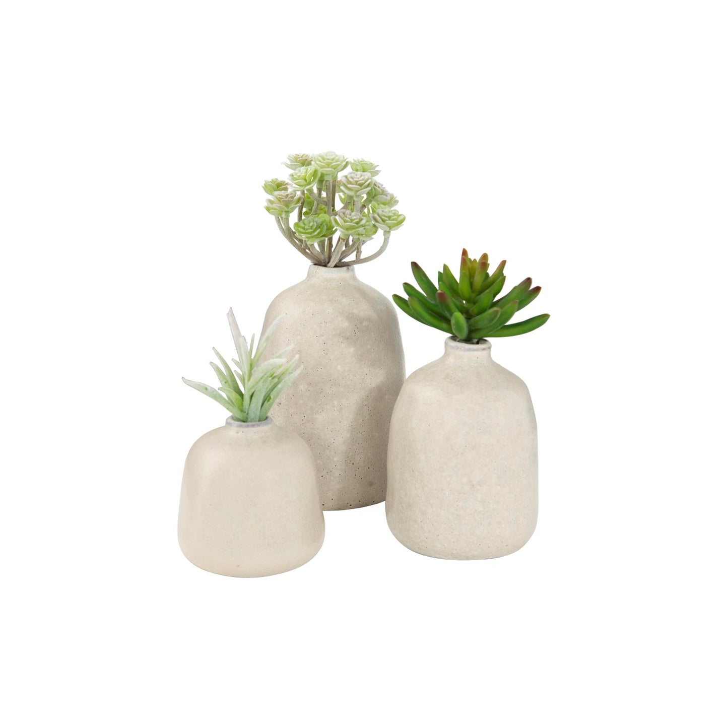 Set de 3 Jarrones de Terracota. Color Arena gris