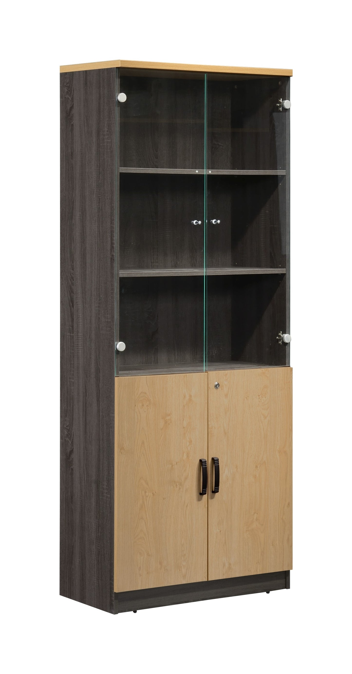 Librero con puertas de vidrio 800x420x2035