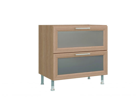 Mueble Con Cajones de Vidrio Roble