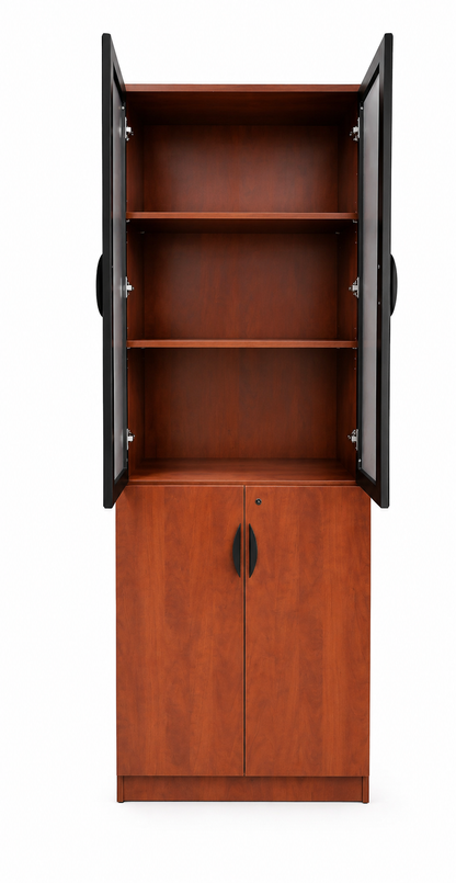 Gabinete Alto con Puertas de Vidrio y Madera