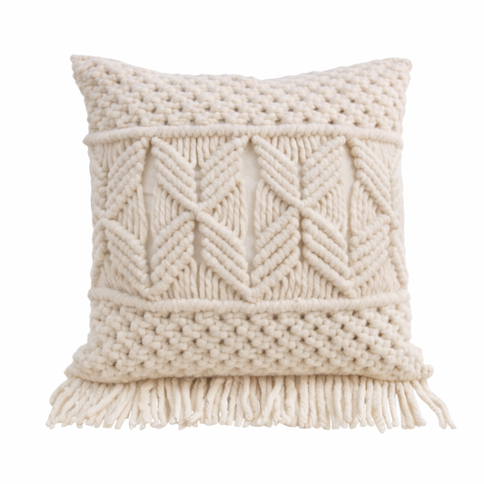 Cojín Macramé Nórdico Ivory