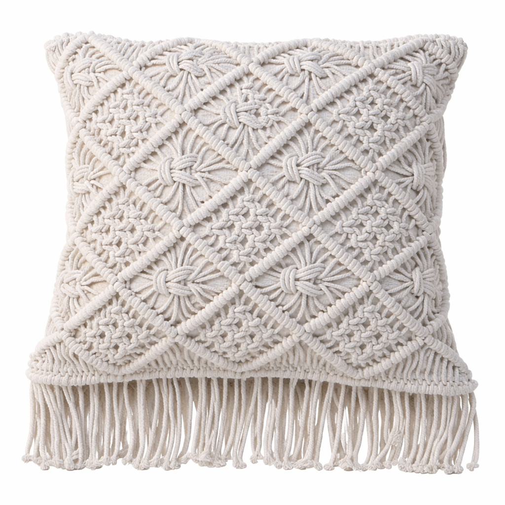 Cojín Macramé Boho Ivory