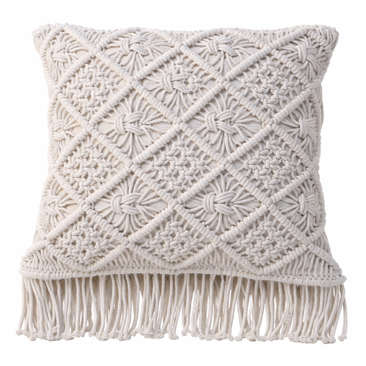 Cojín Macramé Boho Ivory
