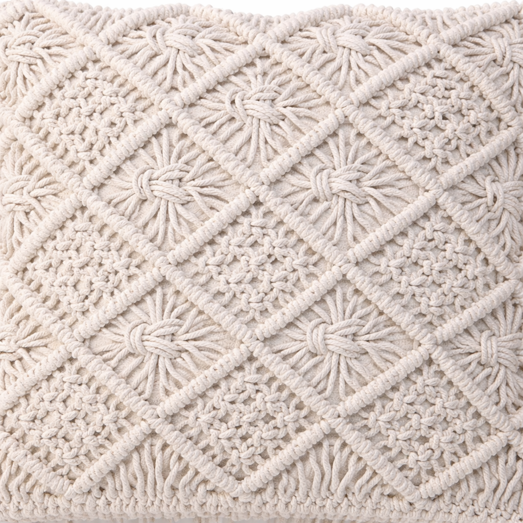 Cojín Macramé Boho Ivory