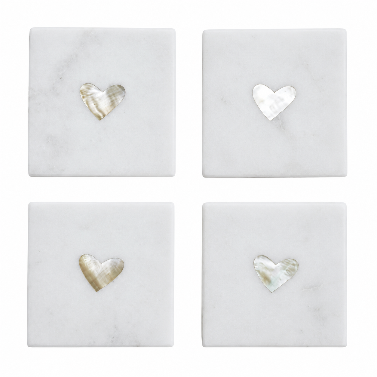 Set de 4 Posavasos de Mármol con Incrustación de Nácar