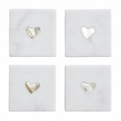 Set de 4 Posavasos de Mármol con Incrustación de Nácar