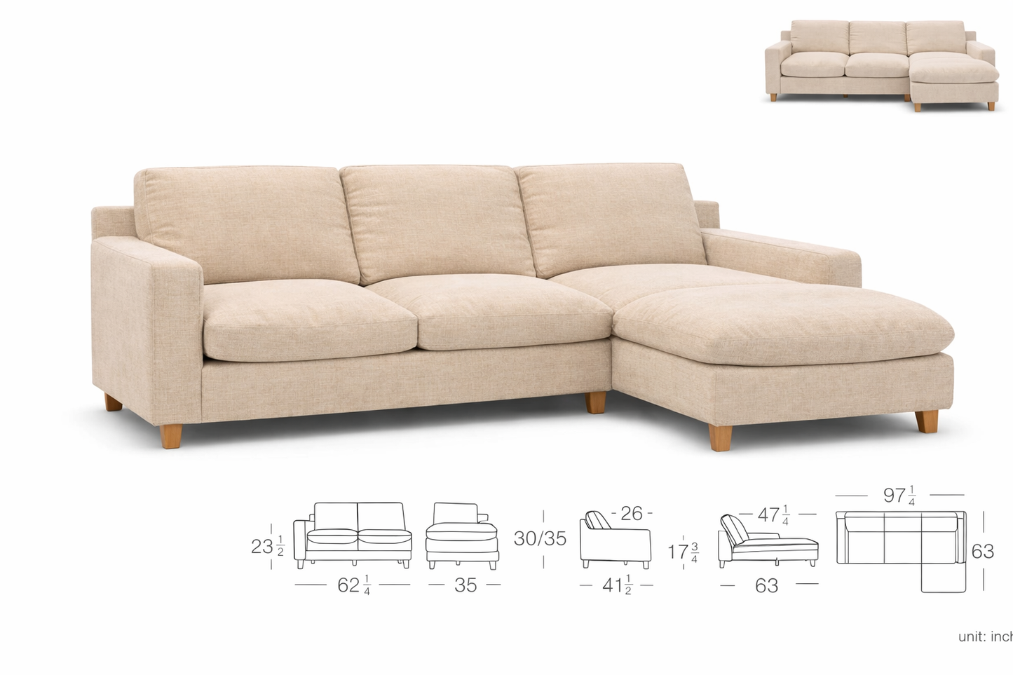 Sofá Seccional Lund- Derecho