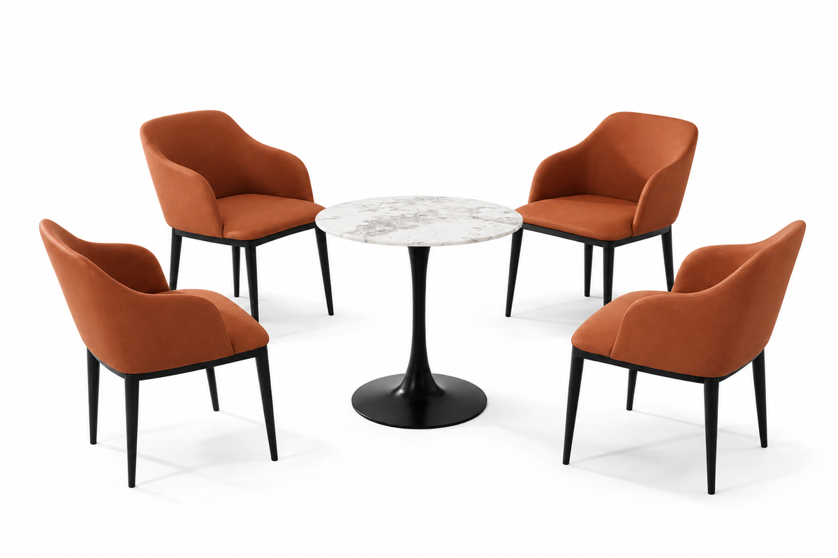 Set de 4 sillas y mesa Cristal Terracota