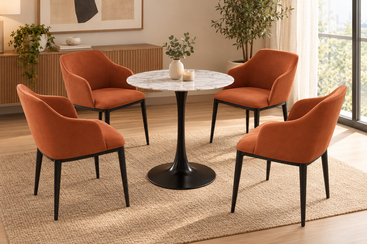 Set de 4 sillas y mesa Cristal Terracota