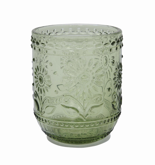 Set 2 Vasos color verde con relieve