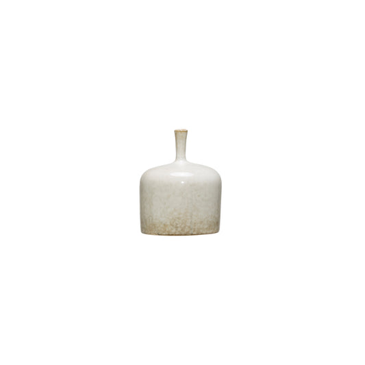 Jarrón de Gres Blanco con Esmaltado Reactivo