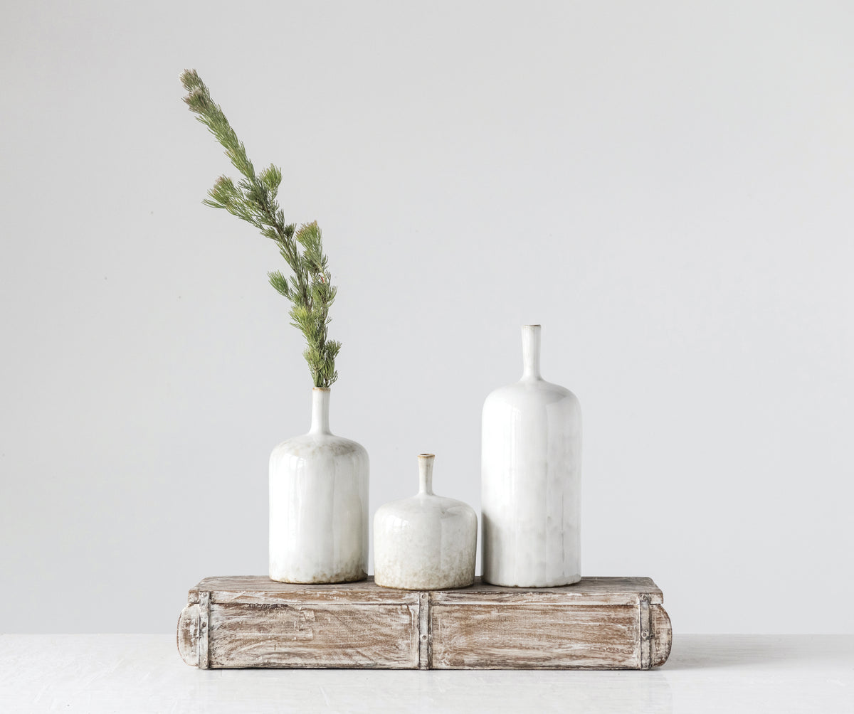 Jarrón de Gres Blanco con Esmaltado Reactivo
