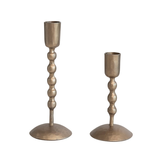 Set de 2 Candelabros de Hierro Forjado, Acabado Latón Antiguo