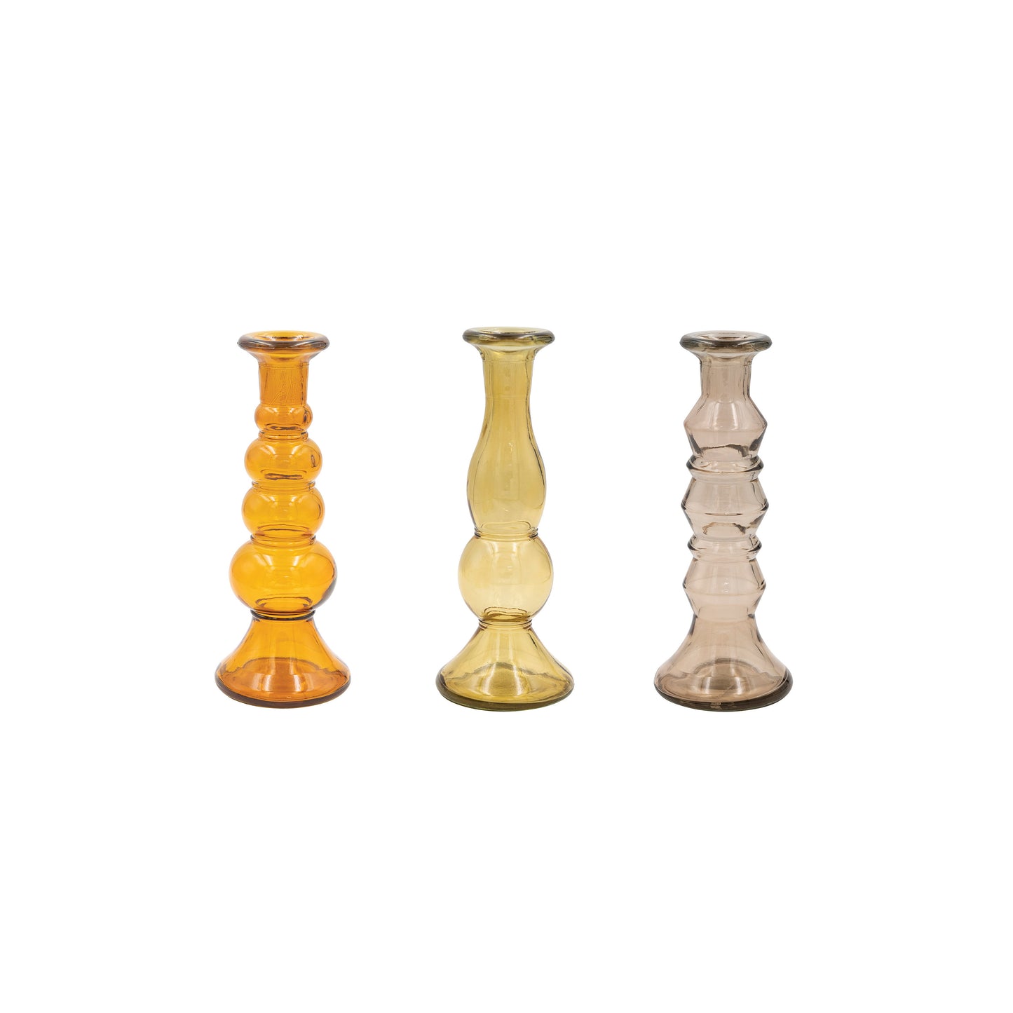 Soporte para Vela Taper de Vidrio Reciclado, Multicolor, 3 Estilos