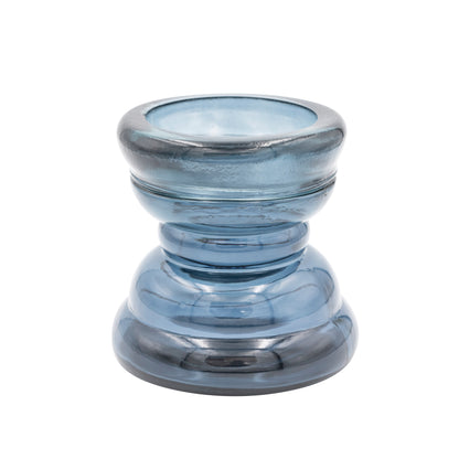 Portavelas de Vidrio Reciclado para Velas Pilar, Azul (Pequeño)