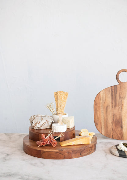 Pedestal de madera de acacia natural