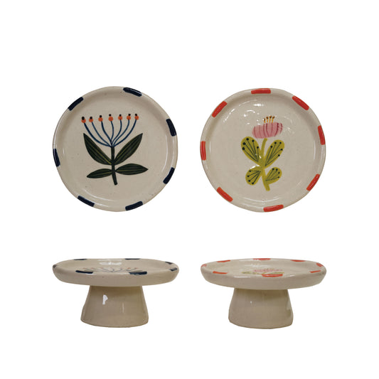 Pedestal de gres pintado a mano, 2 estilos