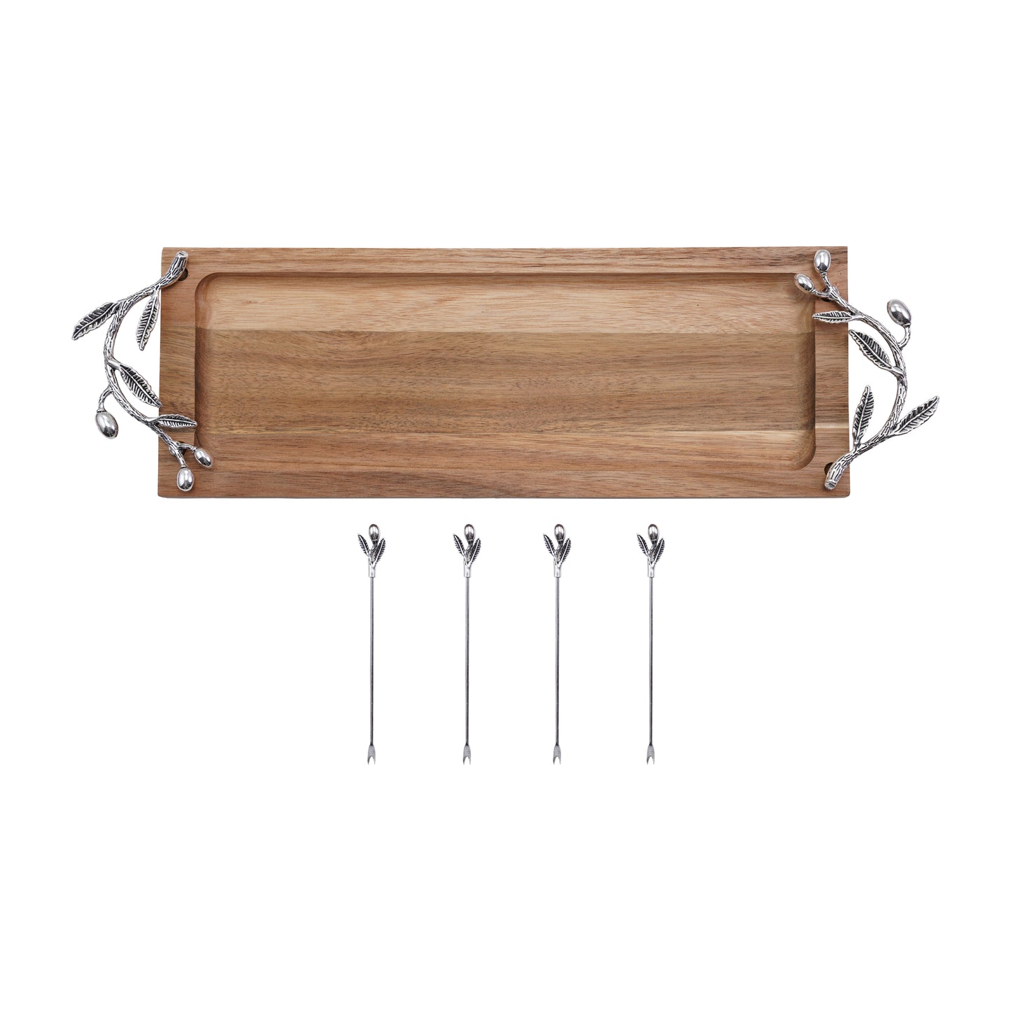 Bandeja de Madera con 4 Pinchos para Aperitivos