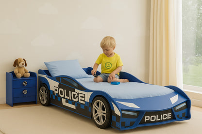 Cama de una plaza Auto Policia Azul