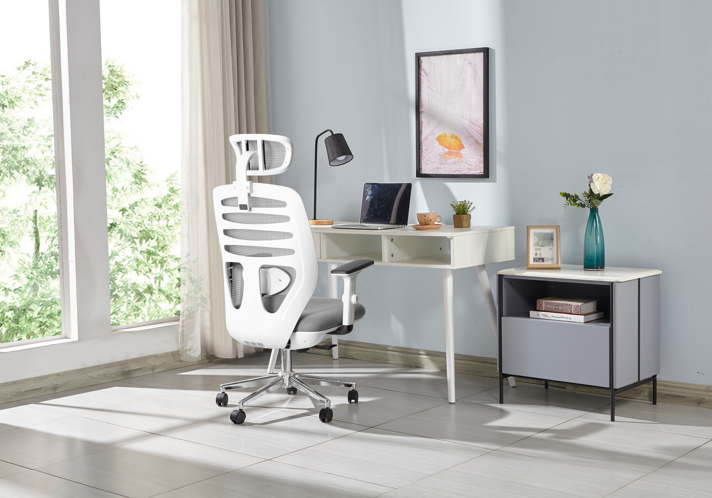 Silla Ejecutiva HI High Back Gris/ blanco