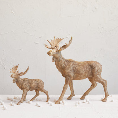 Figura Alce en Resina Dorado Antiguo