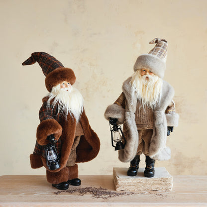 Figura de Santa con Linterna, Traje Color Blanco