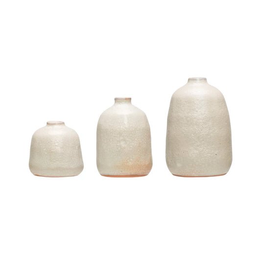 Set de 3 Jarrones de Terracota. Color Arena gris